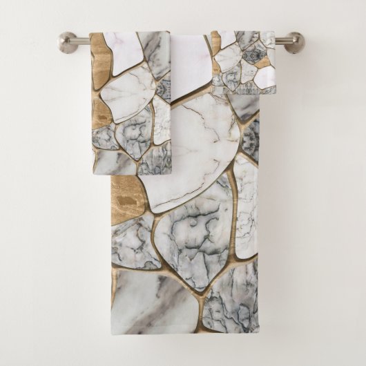 Abstrakte Murmeltiere und Goldvoronoi Badhandtuch Set (Insitu)