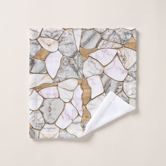 Abstrakte Murmeltiere und Goldvoronoi Badhandtuch Set (Waschlappen)