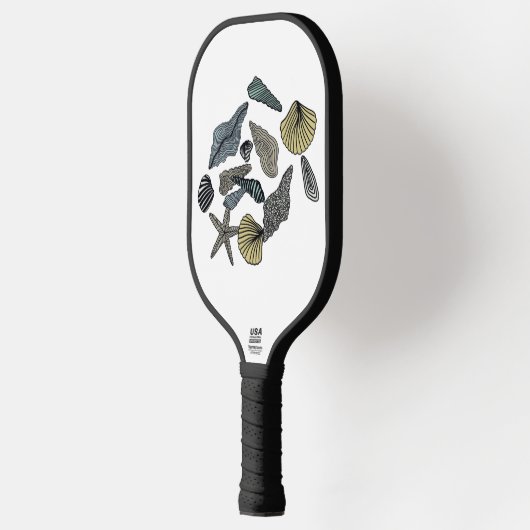 Abstrakte Muscheln auf Paddel Pickleball Schläger (Links)