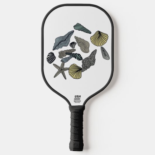 Abstrakte Muscheln auf Paddel Pickleball Schläger (Rückseite)