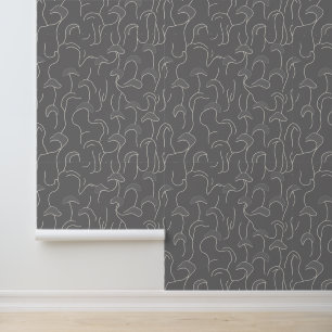 Abstrakte Mushroom Line Art on Grau Tapete