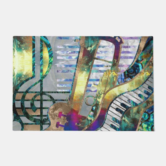 Abstrakte Musik-Kunst-Collage - Mischmedien #1 Fußmatte (Vorderseite)