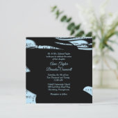 Abstrakte Musik Thema Hochzeit Einladung Blau (Stehend Vorderseite)