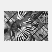 Abstrakte Musikkunst - Graustufen-Mischtexte Fußmatte (Vorderseite)