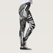 Abstrakte Musikkunst - Graustufen-Mischtexte Leggings (Rechts)