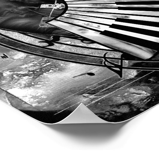 Abstrakte Musikkunst - Graustufen-Mischtexte Poster (Ecke)