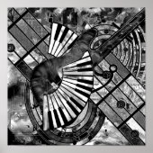 Abstrakte Musikkunst - Graustufen-Mischtexte Poster (Vorne)