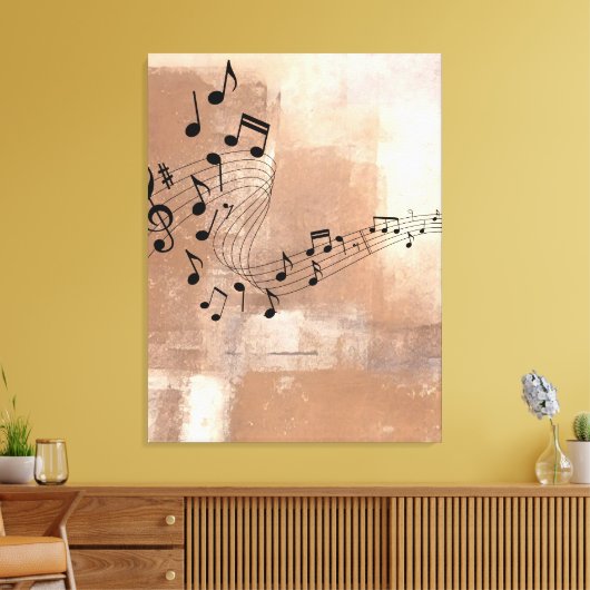 Abstrakte Musiknoten Stretchierte Leinwand (Insitu (Wohnzimmer))