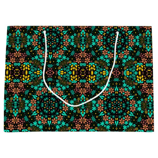 Abstrakte Mussaikkaleidoskopie, blühende Blume sch Große Geschenktüte (Vorderseite)