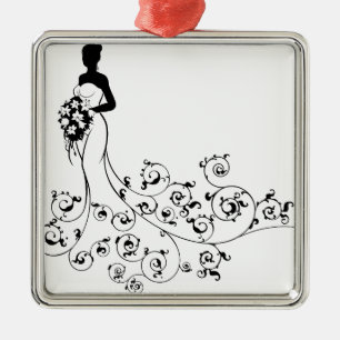 Abstrakte Muster-Hochzeits-Braut-Silhouette Ornament Aus Metall