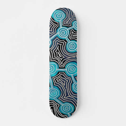 Abstrakte Muster im Aborigines-Stil Lebenslinien Skateboard (Vorne)