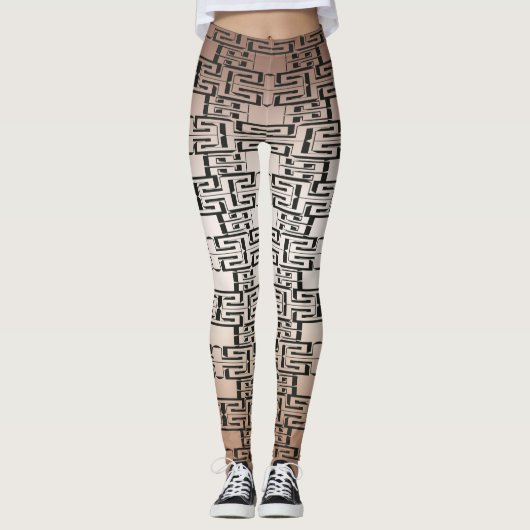 Abstrakte Muster-Leggings mit brauner schwarzer Ve Leggings (Vorderseite)