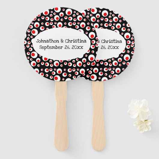 Abstrakte Muster-Rote Kreise Schwarz Fächer (Vorne und Hinten)