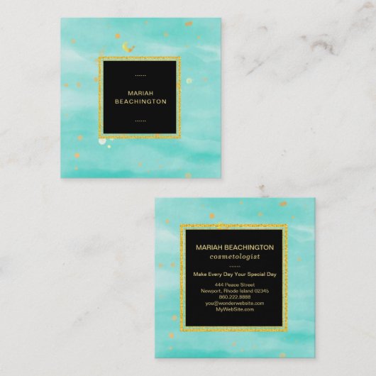 *~* abstrakte mutige Goldstaub-und Quadratische Visitenkarte (Vorne/Hinten)