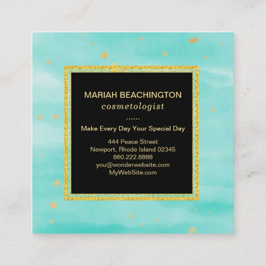 *~* abstrakte mutige Goldstaub-und Quadratische Visitenkarte (Rückseite)