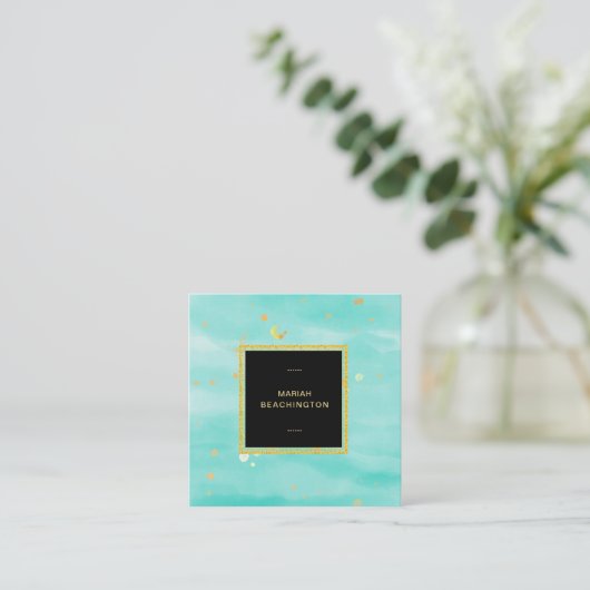 *~* abstrakte mutige Goldstaub-und Quadratische Visitenkarte (Stehend Vorderseite)