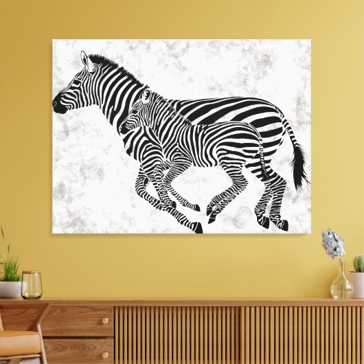 Abstrakte Mutter und Kind Zebras Leinwanddruck (Insitu (Wohnzimmer))