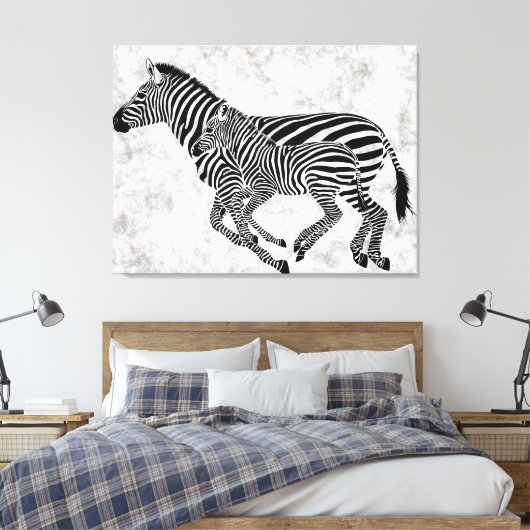 Abstrakte Mutter und Kind Zebras Leinwanddruck (Insitu (Schlafzimmer))