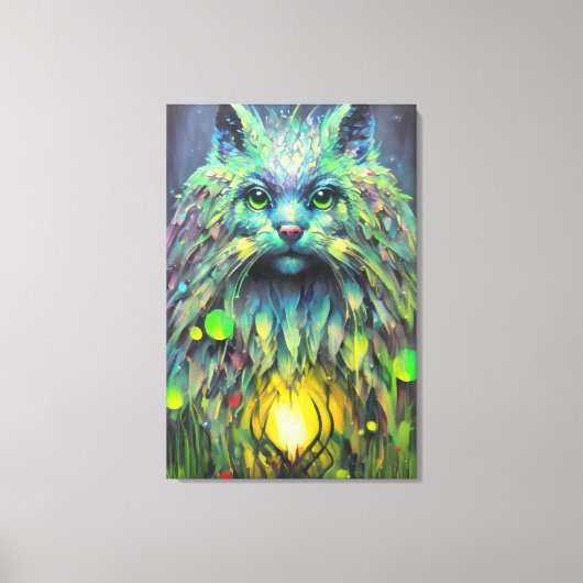 Abstrakte Mystic Cat Fantasy Art Leinwanddruck (Vorderseite)