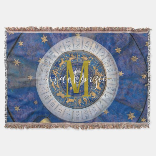 Abstrakte Mystik Astrologie Fant Custom Monogram Decke (Vorderseite)