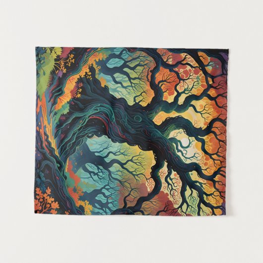 Abstrakte mystische Bäume Wandteppich (Vorderseite (Horizontal))