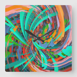 Abstrakte Mystische Kunst Quadratische Wanduhr
