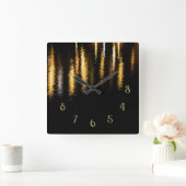 Abstrakte Nachtlicht Meer glänzend goldschwarz w Z Quadratische Wanduhr (Zuhause)