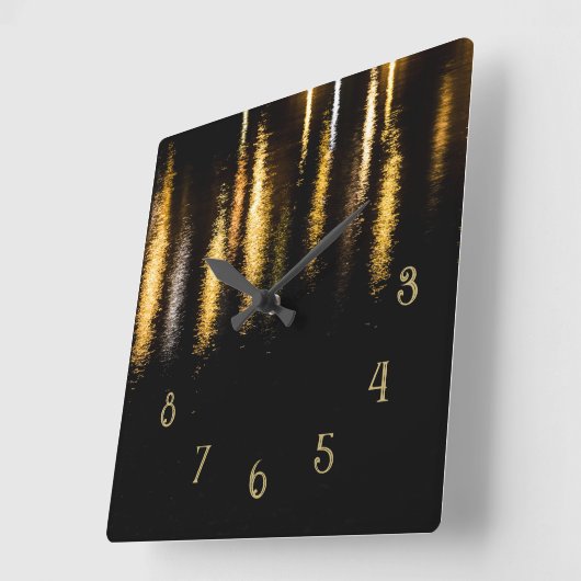 Abstrakte Nachtlicht Meer glänzend goldschwarz w Z Quadratische Wanduhr (Winkel)