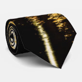 Abstrakte Nachtlichter Meer glänzend Gold 2 Seiten Krawatte (Gerollt)