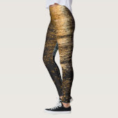 Abstrakte Nachtlichter Meeresspiegelung glänzender Leggings (Links)