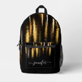 Abstrakte Nachtlichter Meergold Schwarzer Individu Bedruckter Rucksack (Vorderseite)