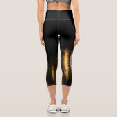 Abstrakte Nachtlichter Schwarz Capri Leggings (Rückseite)