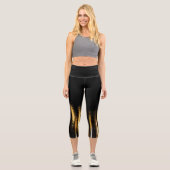 Abstrakte Nachtlichter Schwarz Capri Leggings (Vorderseite)