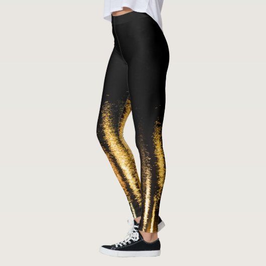 Abstrakte Nachtlichter Schwarz Leggings (Links)