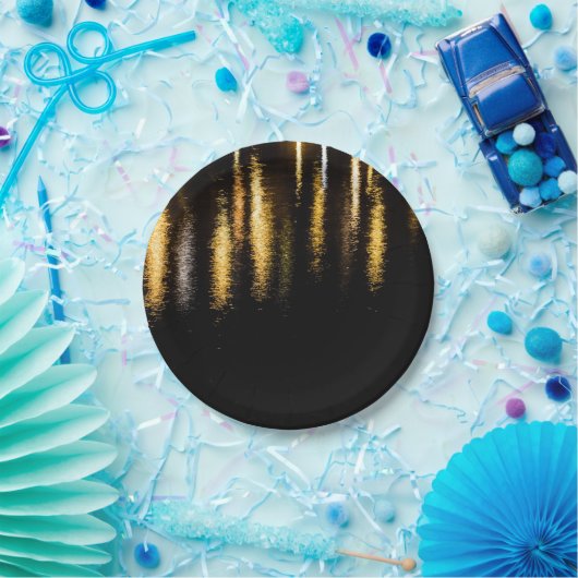 Abstrakte Nachtlichter Schwarz Pappteller (Party)