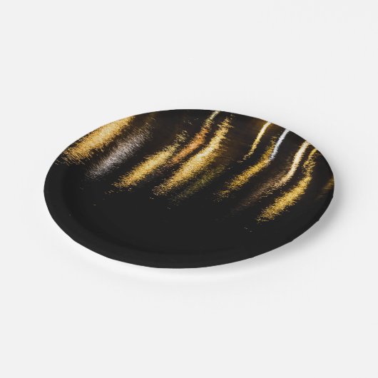 Abstrakte Nachtlichter Schwarz Pappteller (Schrägansicht)