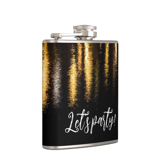 Abstrakte Nachtlichter Schwarzes Party Flachmann (Rechts)