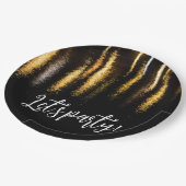 Abstrakte Nachtlichter Schwarzes Party Pappteller (Schrägansicht)