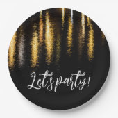 Abstrakte Nachtlichter Schwarzes Party Pappteller (Vorderseite)