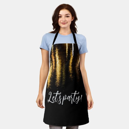 Abstrakte Nachtlichter Schwarzes Party Schürze (Getragen)