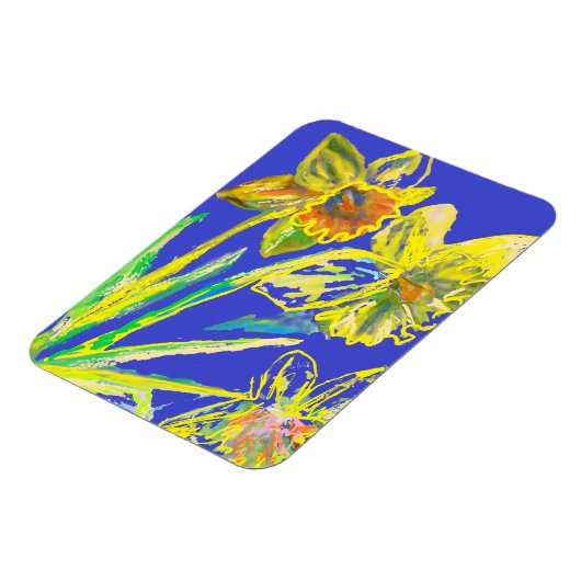 Abstrakte Nadelöle Gelbe Blauen Blumen Blumenstrau Magnet (Linke Seite)