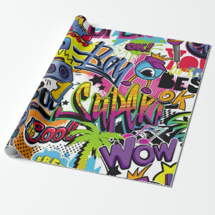 Abstrakte nahtlose Comicen mit Palme, h Geschenkpapier