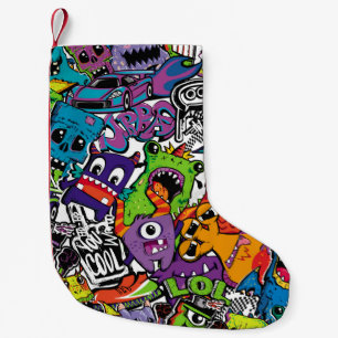 Abstrakte nahtlose Comicen Monster. Cartoon mutant Kleiner Weihnachtsstrumpf