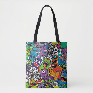 Abstrakte nahtlose Comicen Monster. Cartoon mutant Tasche