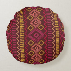 Abstrakte nahtlose Handzeichnung ethnischer Muster Rundes Kissen