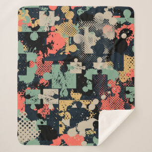 Abstrakte nahtlose Puzzleteile mit Puzzle, Quadrat Sherpadecke