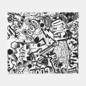 Abstrakte nahtlose Schwarzweiß-Comicen Graffiti  Fleecedecke (Vorderseite (Horizontal))