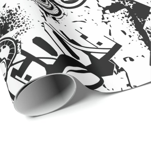 Abstrakte nahtlose Schwarzweiß-Comicen Graffiti Geschenkpapier (Rolleneckpunkt)
