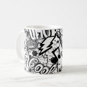Abstrakte nahtlose Schwarzweiß-Comicen Graffiti  Kaffeetasse (Vorderseite Links)