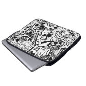 Abstrakte nahtlose Schwarzweiß-Comicen Graffiti Laptopschutzhülle (Vorne Knopf)